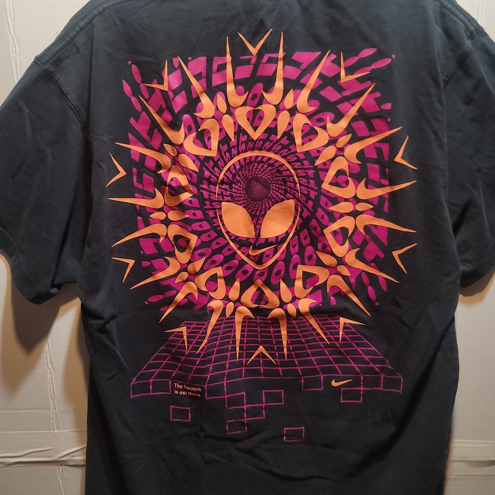 Nike Neon Big Alien Swoosh Double-Sided Graphic T-Shirt The Swoosh Is Out There gallery