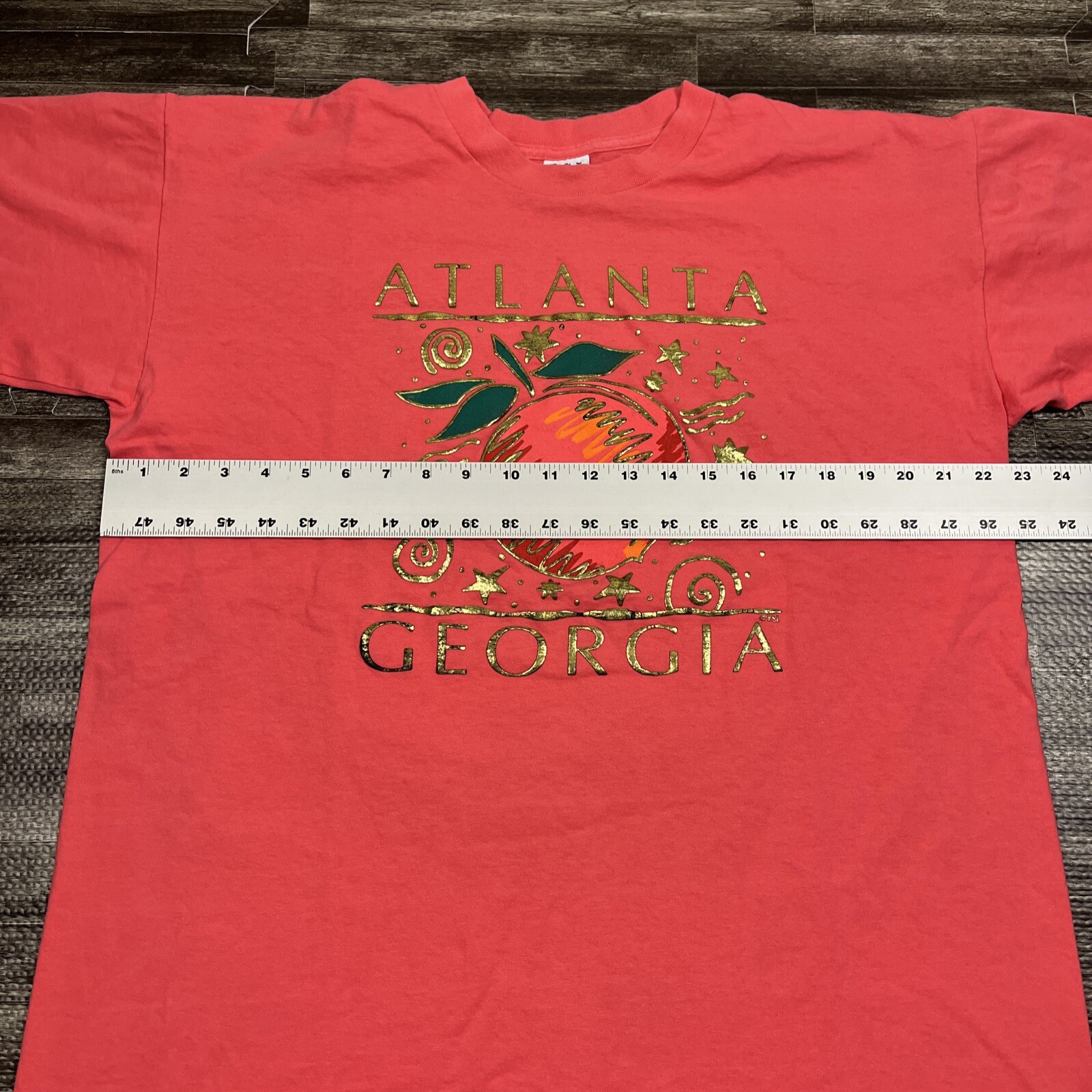 Vintage 90s Atlanta Georgia Graphic Tee XL Pink Single Stitch VTG Casual Unisex gallery