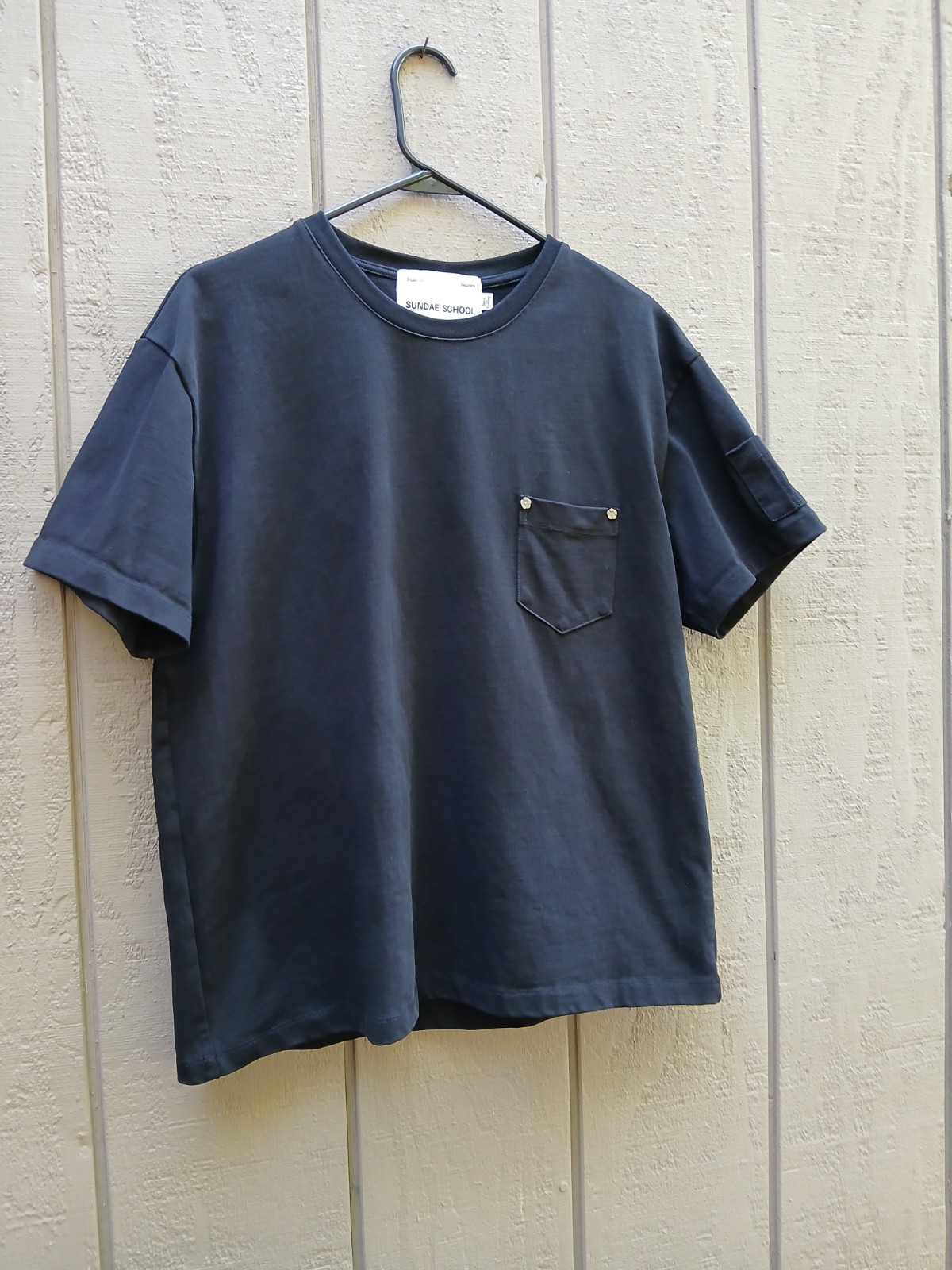 Sundae School Pocket Tee Shirt Small Black Heavyweight Stash Boxy Streetwear