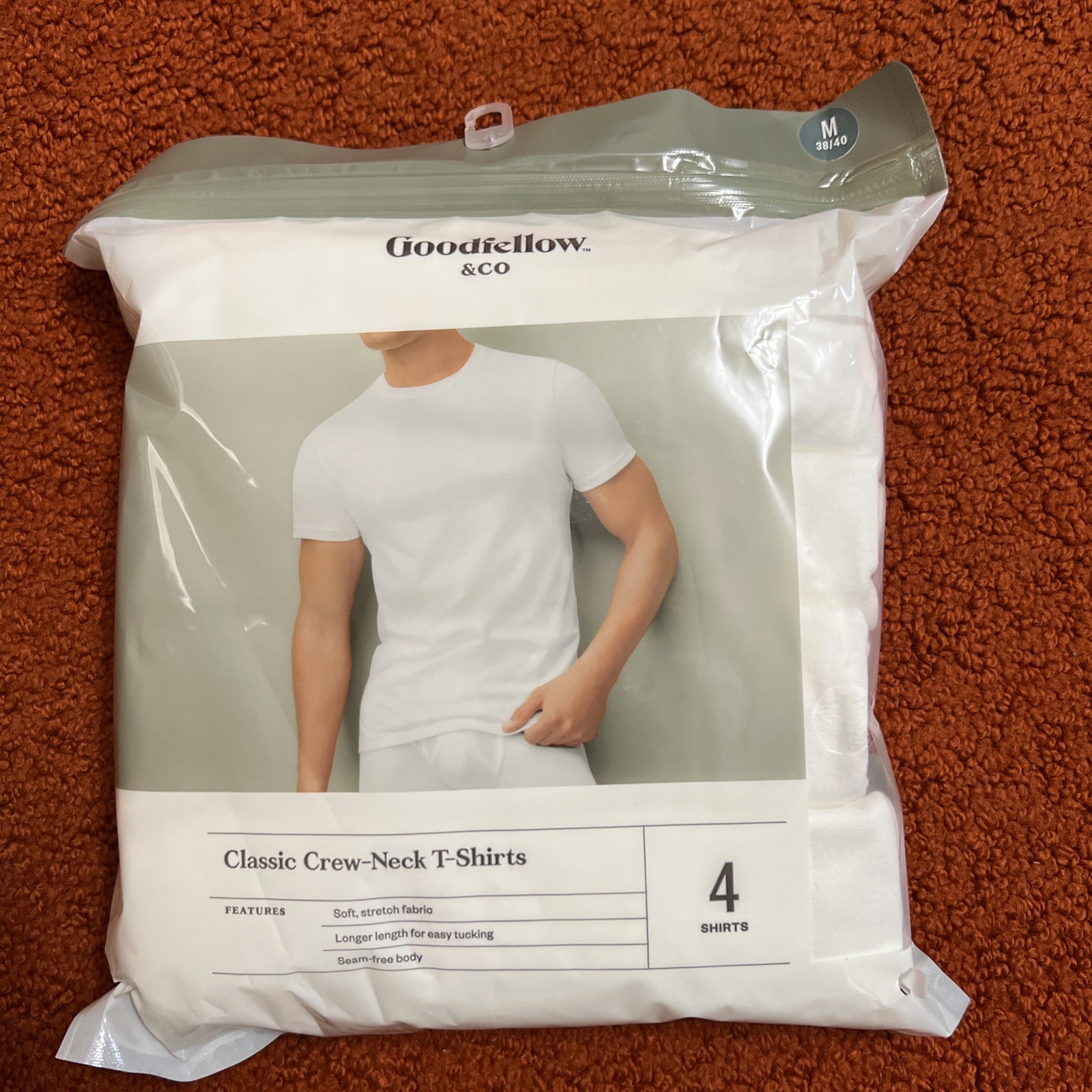 NWT Goodfellow 4 Pack Men’s Cotton Crew Neck T-Shirts White Size Medium 38-40″