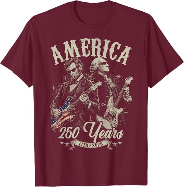 George Washington Lincoln Playing Guitar Abe Lincoln 250th T-Shirt gallery