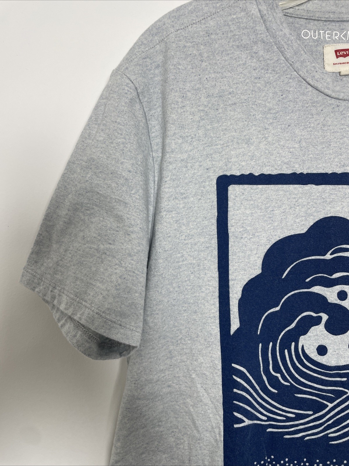 Levi’s x Outerknown Collab Pocket T-Shirt Mens Medium Blue Ocean Print *READ gallery