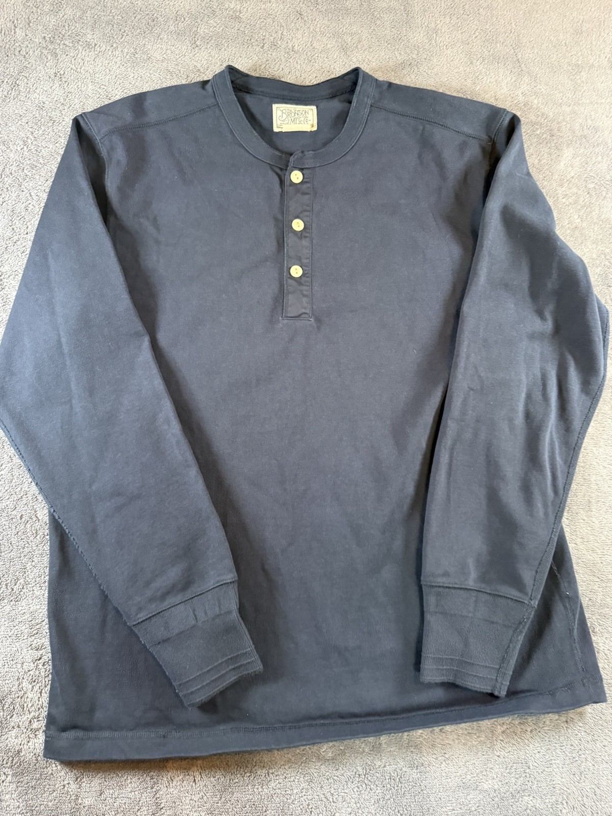 The Bronson MFG. Co. Men's Long Sleeve Henley Cotton Knit T-Shirt Blue XXL gallery