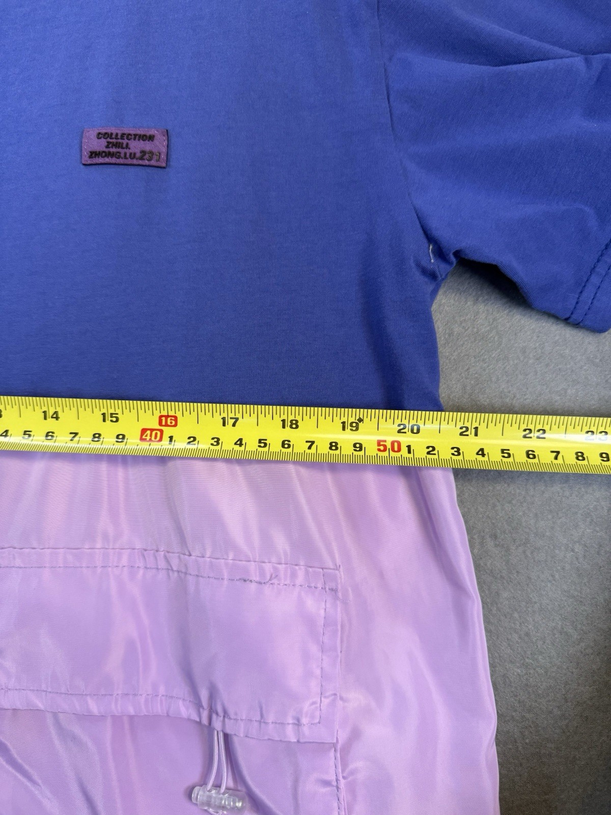 RARE Colorblock Cargo Pocket Nylon Tee BluePink Oversized Streetwear Gorpcore L gallery