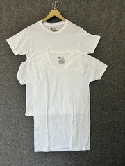 Hanes Mens 2-Pack White Crew + V-Neck Tee T-Shirt Comfort Soft Short Sleeve S