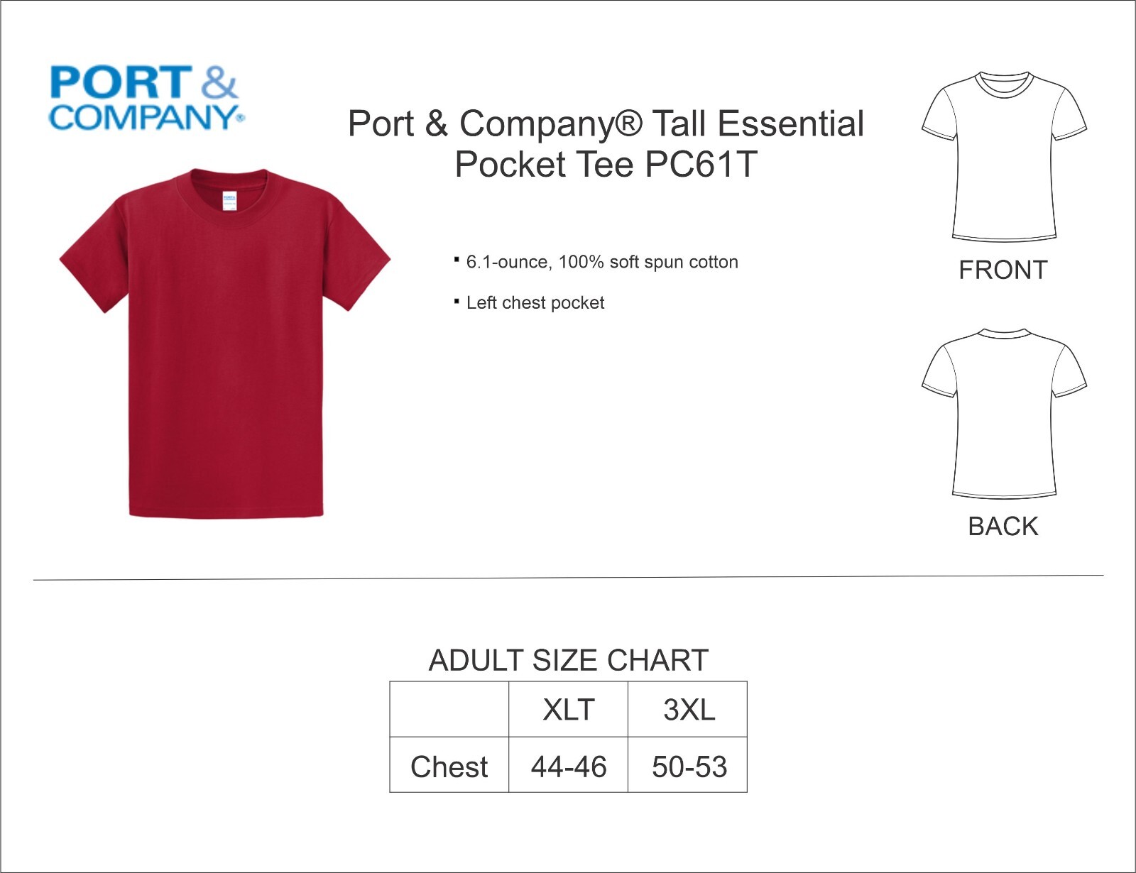 Port & Company® Tall Essential Tee PC61T gallery