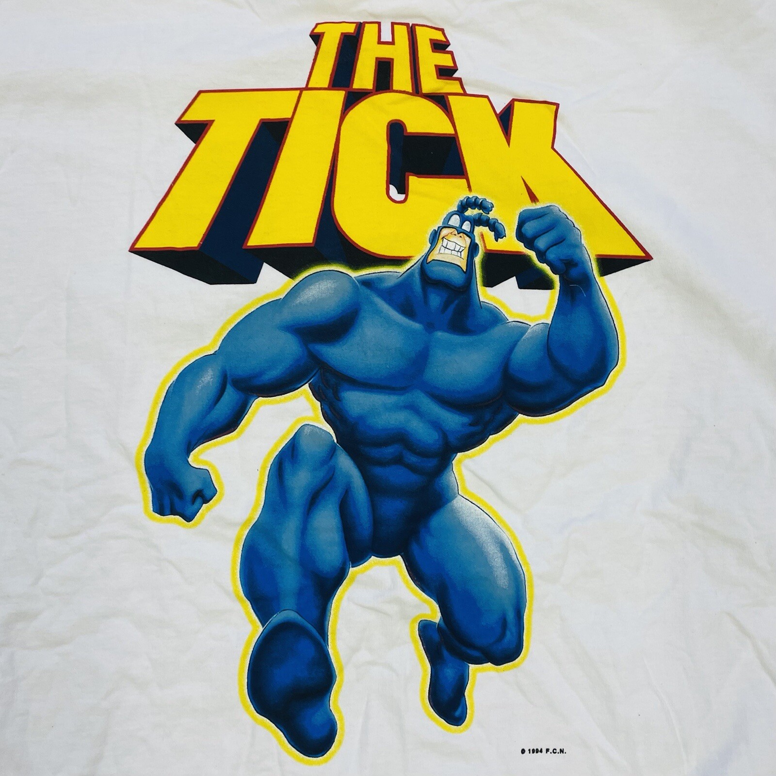 Vintage 1994 The Tick Fox Interactive XL Double Sided White Promo T-Shirt gallery