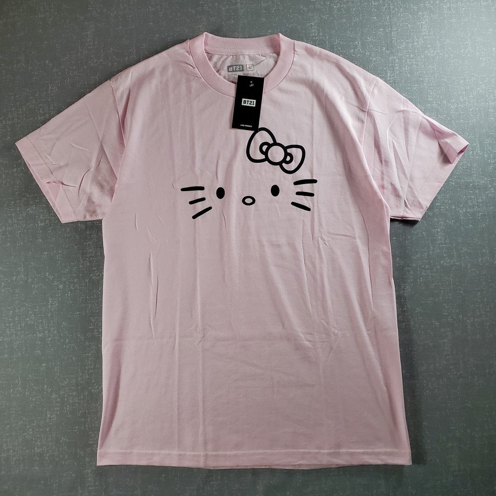 Official BT21 BTS Hello Kitty Line Friends Pink Graphic Tee Shirt Bangtan merch