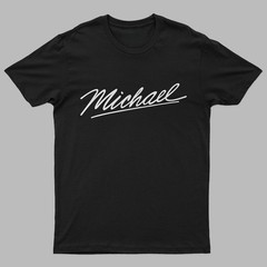 Michael Minimal Signature Script Classic Black White Style T-shirt