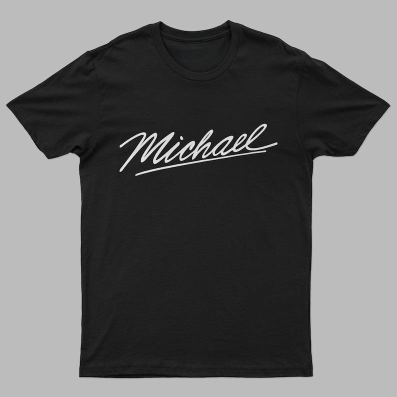 Michael Minimal Signature Script Classic Black White Style T-shirt