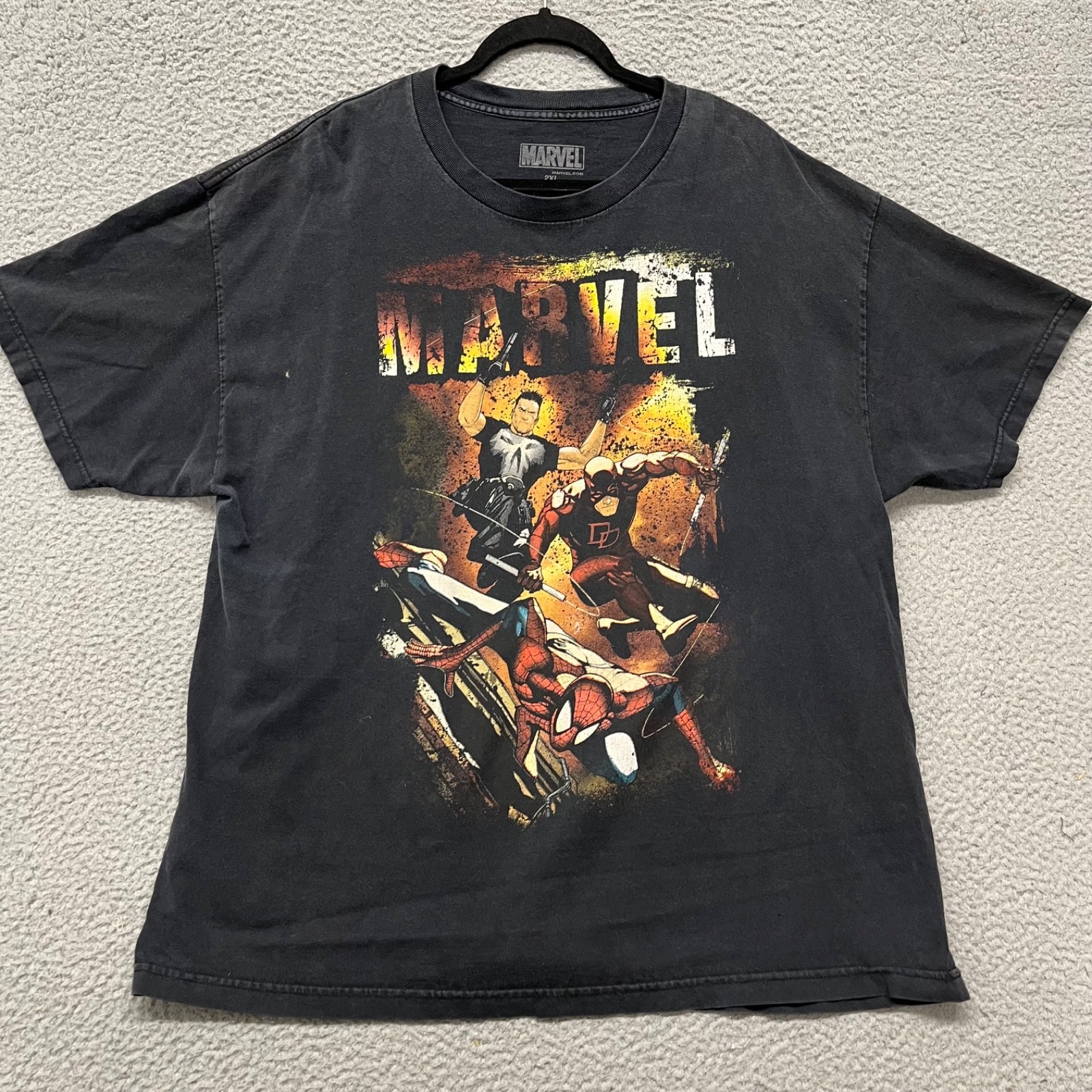 Marvel Shirt Mens 2XL Black Spiderman Daredevil Punisher Comic Book Graphic gallery