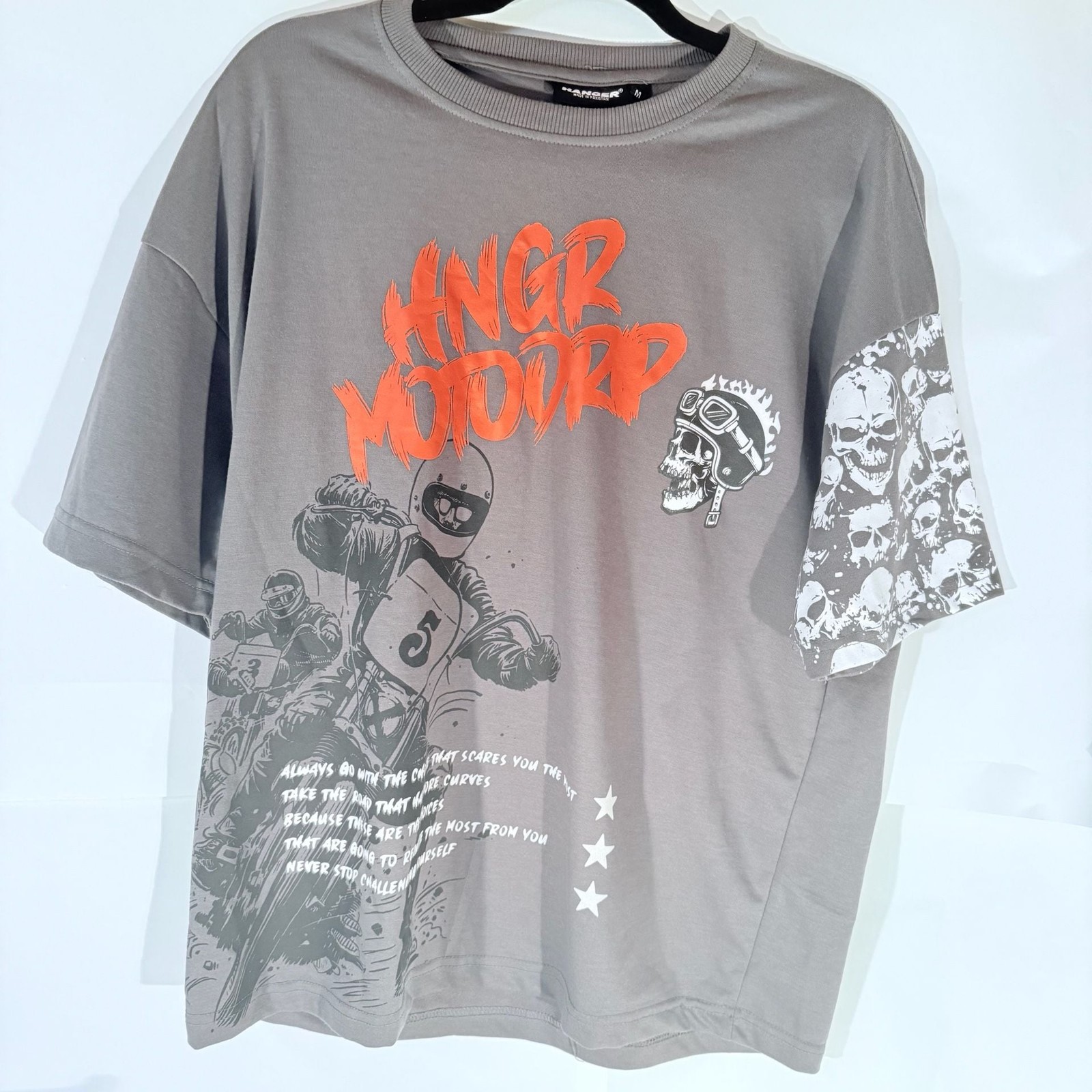 Hanger Graphic Motorcycle Skull T-Shirt Size M gallery