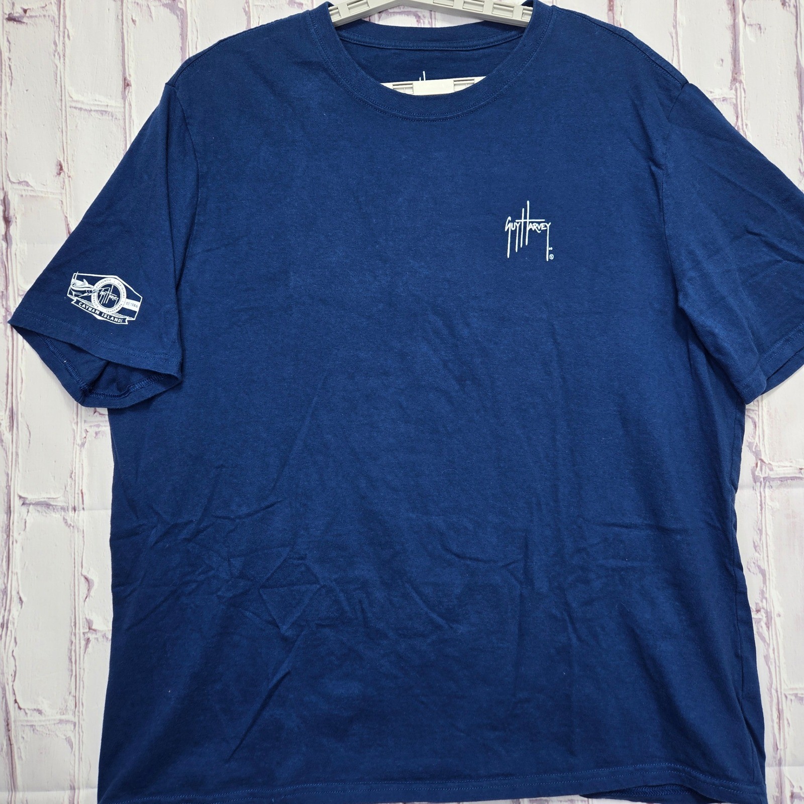 Guy Harvey Mens Navy Blue Sailfish American Flag Graphic T-Shirt XXXL Cotton gallery