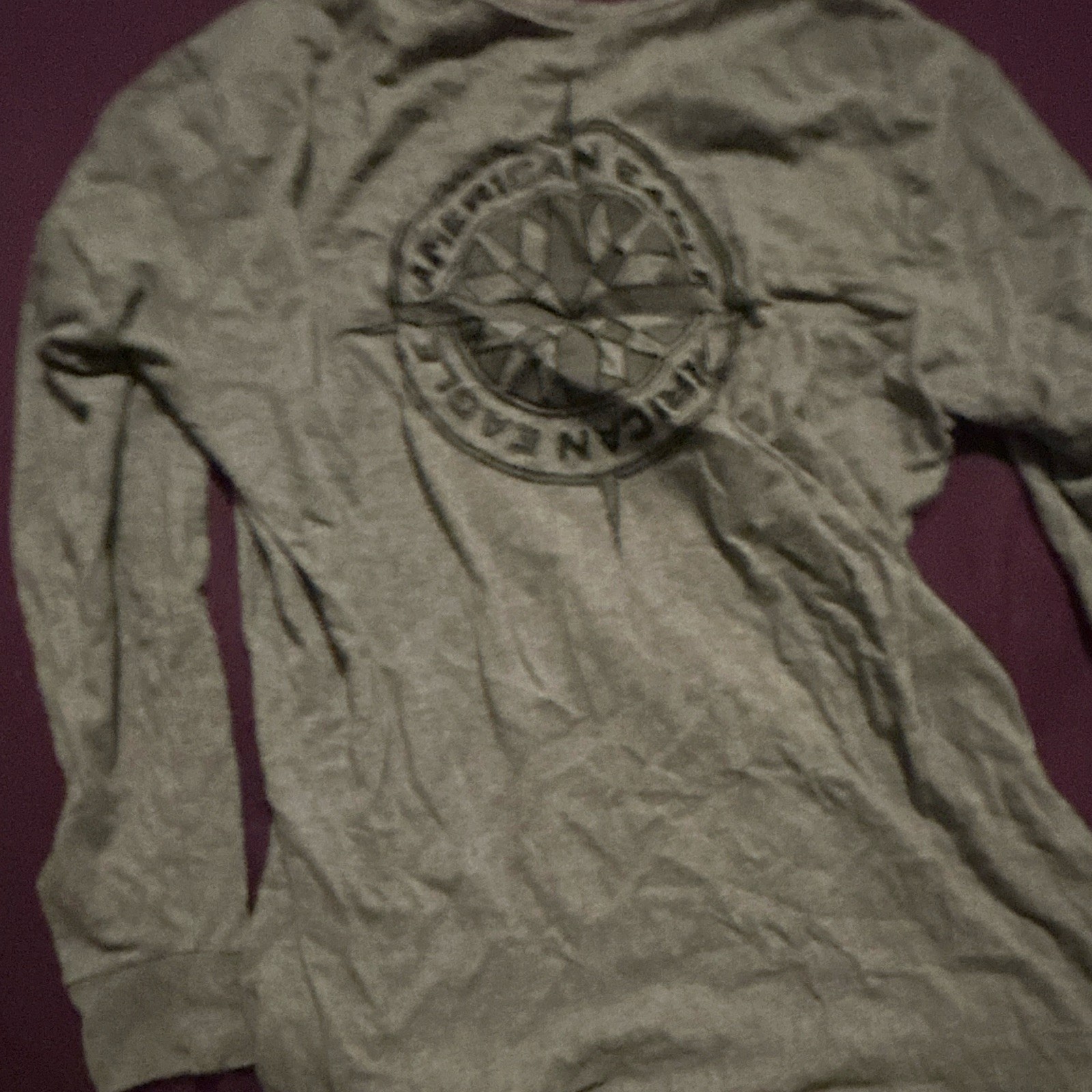American Eagle Men's Gray Graphic Logo Crew Neck Long Sleeve T-Shirt Size M gallery