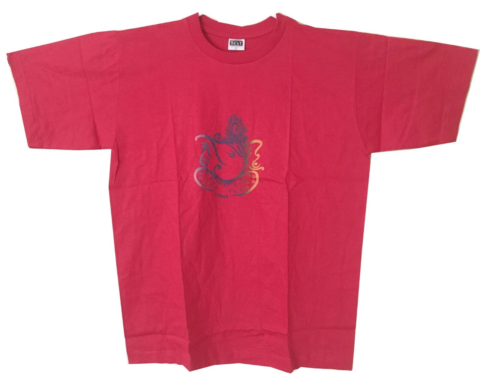 Unisex Red Hindu Ganesha T Shirt Yoga Spiritual Summer Tee L-27" gallery