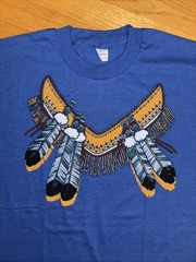 Vintage Bloopers Native American Beaded Feather Necklace T Shirt Sz. XL
