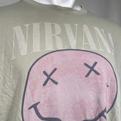 Nirvana Smiley Face Green American Eagle AE Band Tee T-Shirt Men’s MEDIUM