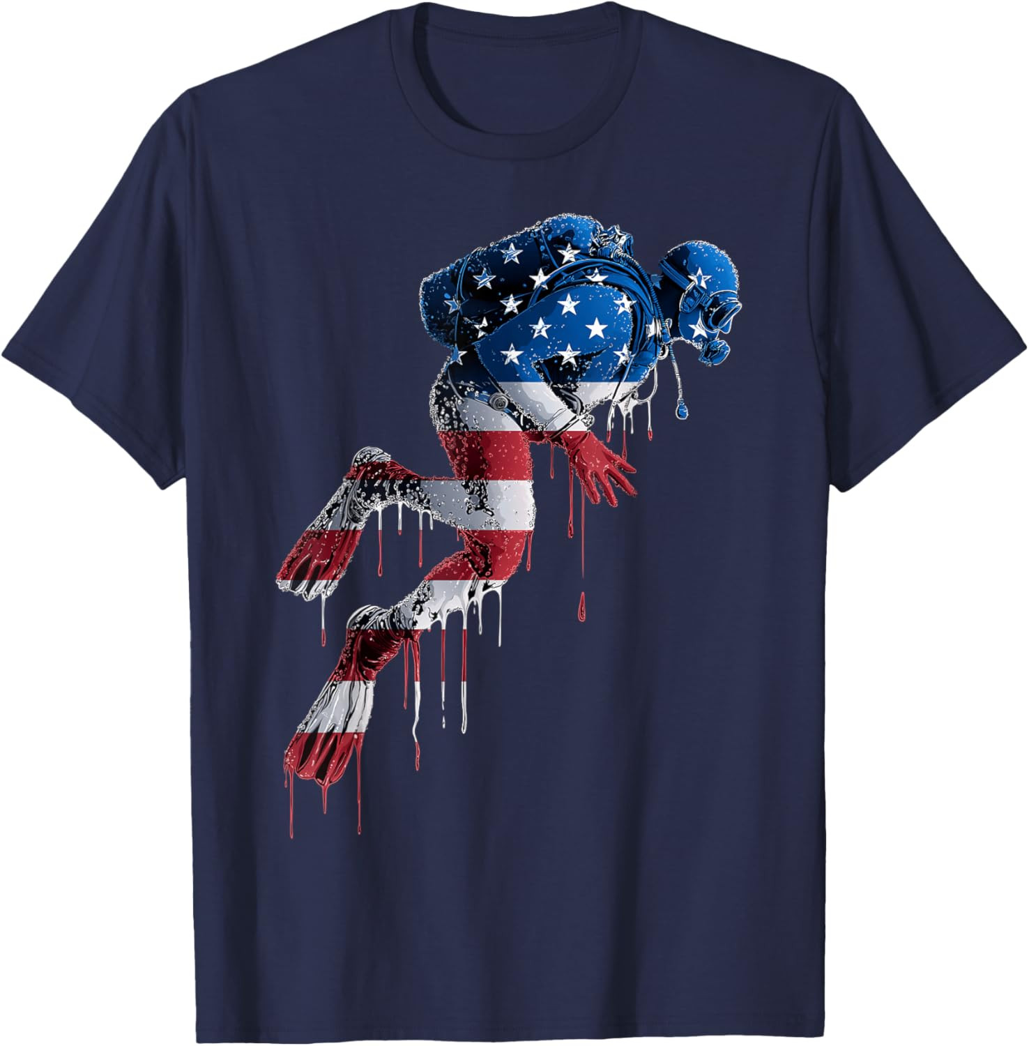 Scuba Diver Scuba Diving American Flag USA Drip Graffiti Unisex T-Shirt gallery