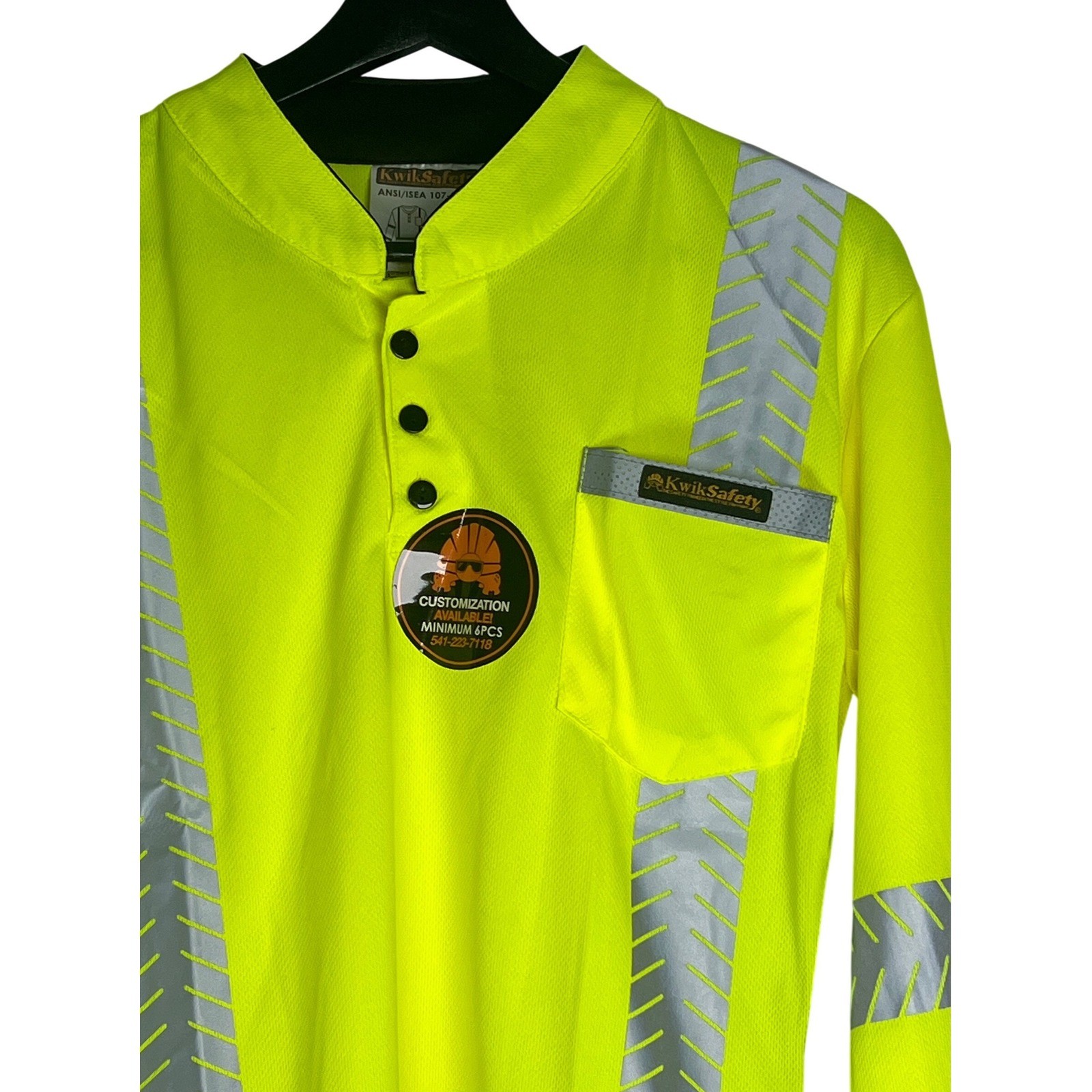 KwikSafety KS4407 LS Small Hi Vis Safety Shirt Long Sleeve ANSI Class 2 Yellow gallery