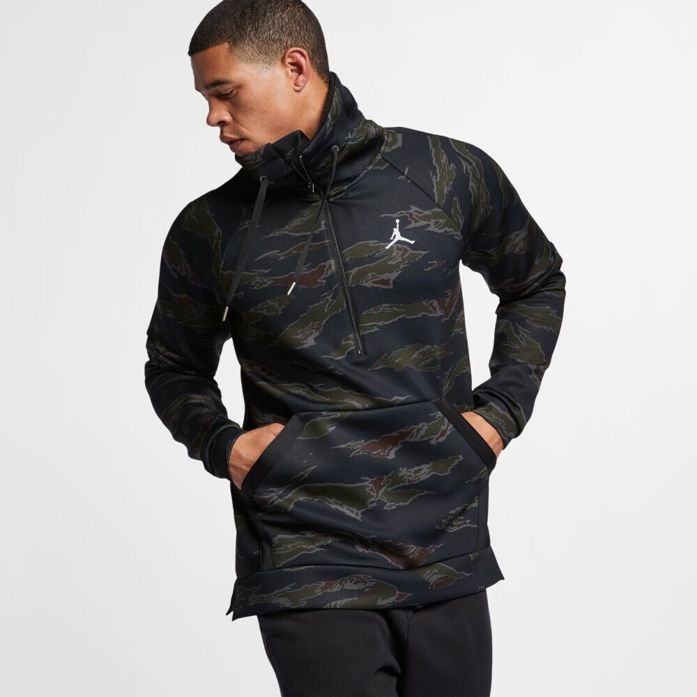 Air Jordan Flight Camo Anorak Half Zip Pullover Men’s Hoodie Black AH6163-010