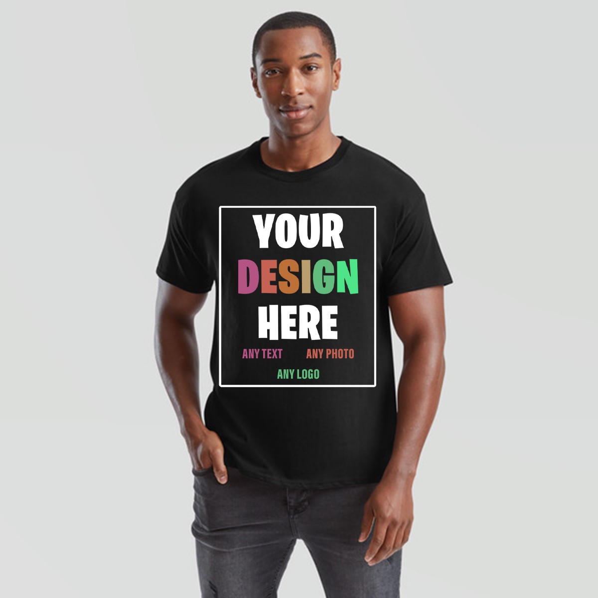 Personalised Custom Mens T-Shirt Your Text Photo Logo Design Upload gallery