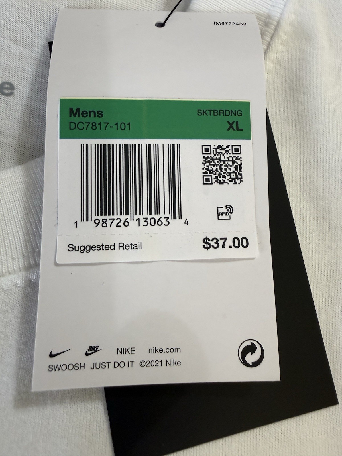 Nike SB White Crew Neck Short Sleeve T-Shirt Teal Logo Size XL DC7817-101 gallery