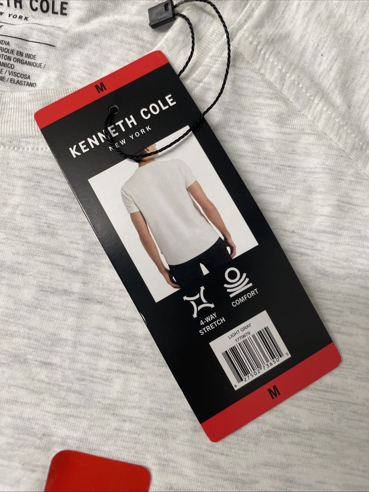KENNETH COLE Men Organic Cotton Blend Crewneck T-Shirt MEDIUM LIGHT GRAY Stretch gallery