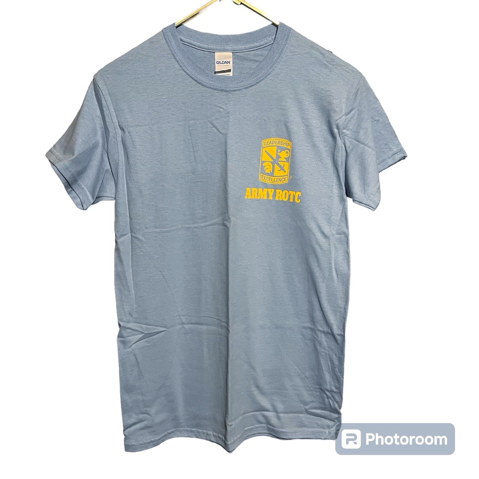 Army ROTC Men Leadership Excellence Crest Logo Blue T-Shirt Size Small NEW