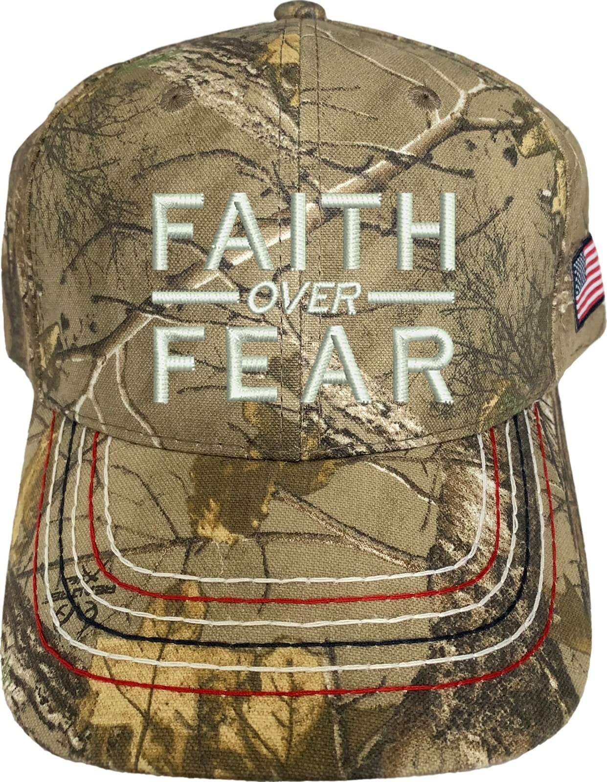 Faith Over Fear Embroidered Camo Structured Adjustable One Size Fits All Hat gallery
