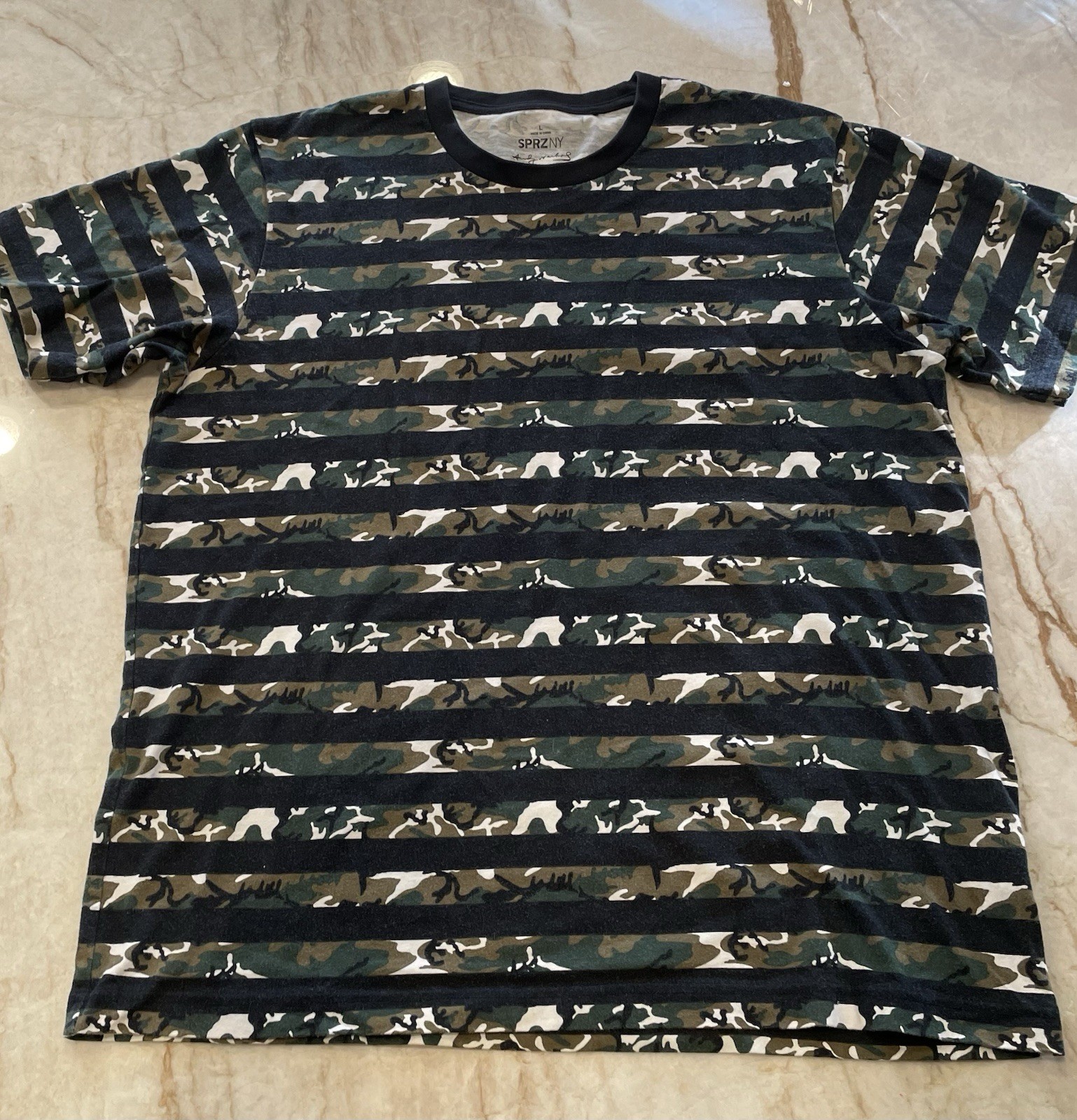 SPRZ NY - Uniqlo - Andy Warhol - Stripe Camouflage Graphic T-shirt - Men's Sz LG gallery