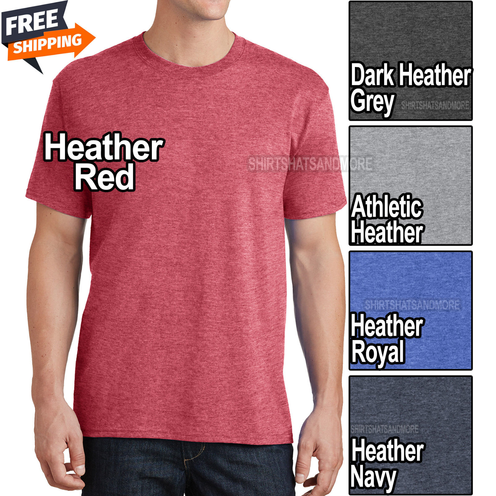 TALL Mens Heather Tee Classic Fit Blended T-Shirt LT, XLT, 2XLT, 3XLT, 4XLT NEW! gallery