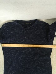 Marc Anthony Henley Men Size L Navy Blue Grey Long Sleeves Slim Fit Round Neck