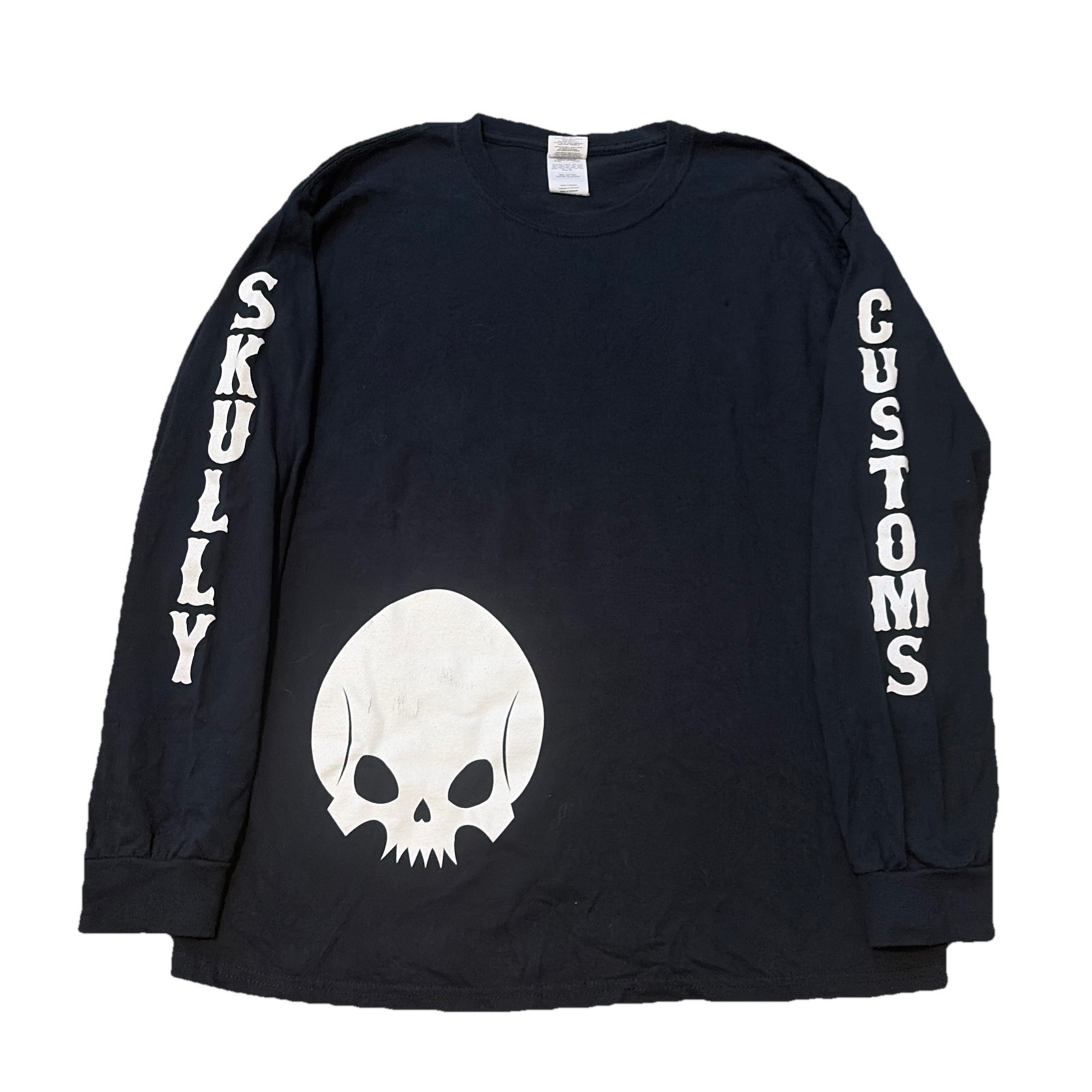 Skully Customs Motorcycle Biker Shop Long Sleeve Skull T-Shirt L Grunge Skater gallery