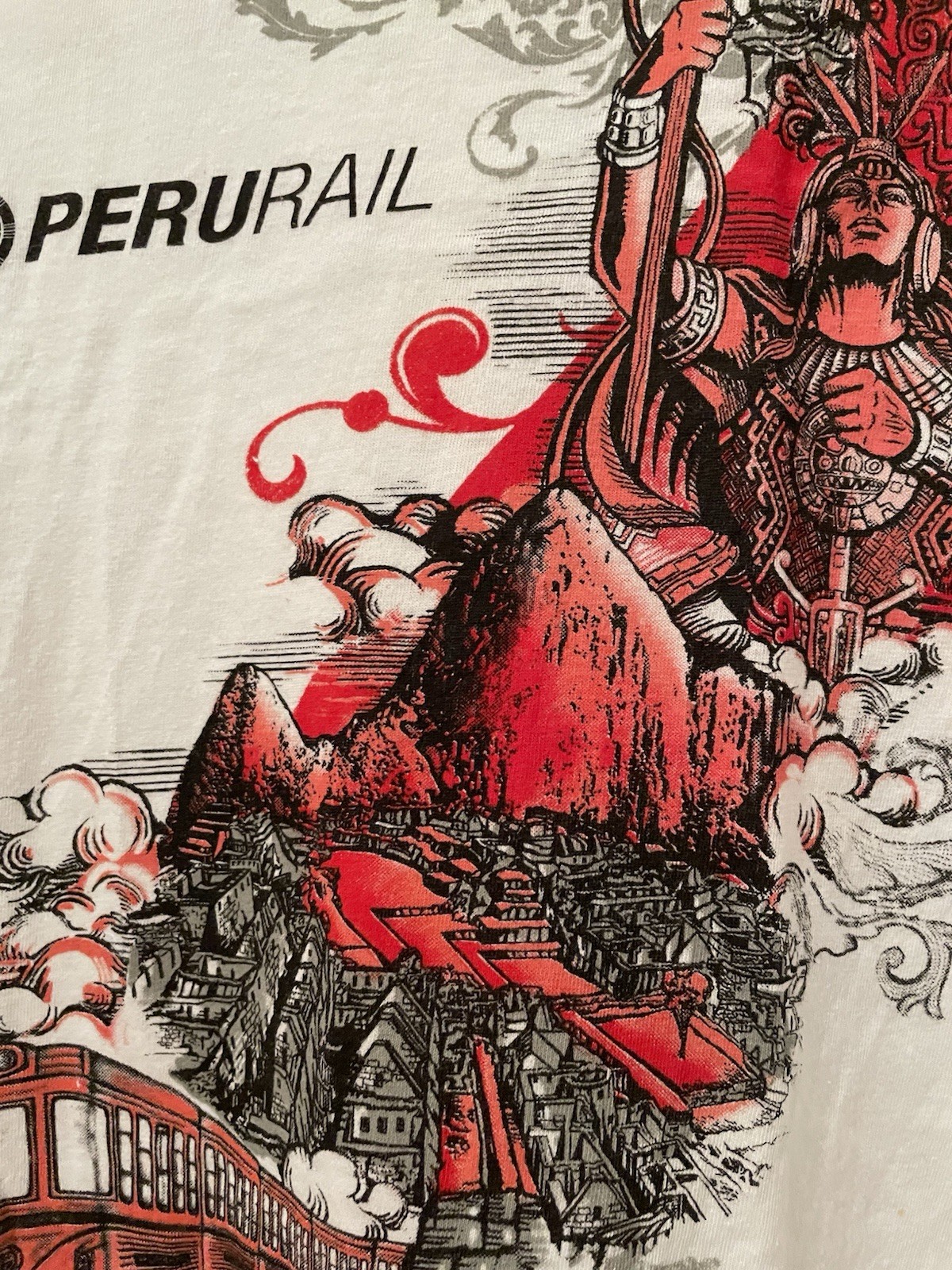 Peru Rail White Graphic Shirt Size XL Frutiger Metro Passenger Train Inca Empire gallery
