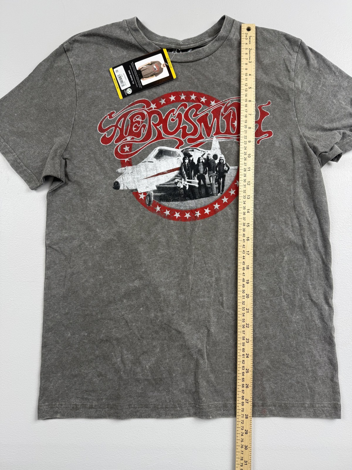 Aerosmith Shirt Mens Medium Gray Airplane Graphic Tee Rock Band Tagless Top gallery