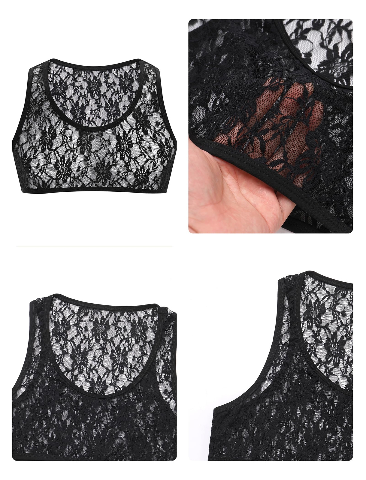 Men's Sissy Lace Muscle Tank Floral Crop Top Semi Transparent Sheer Mesh Vest... gallery