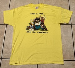 Vintage 90s Fair Is Fair Arm The Animals Shirt XL Deer Hunting PETA NRA Shotgun