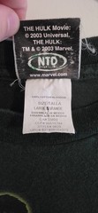 2003 official Marvel incredible Hulk movie T-shirt