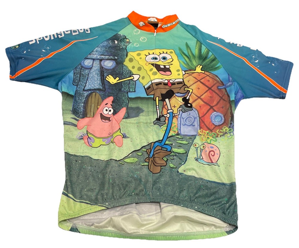 Descente 1/2 Zip bicycle Cycling Jersey Spongebob Men’s Large HTF, Free Shipping