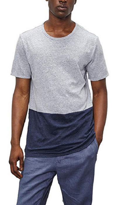 Onia Chad Color Block Tee, Medium Heather Gray Deep Navy , Size M gallery
