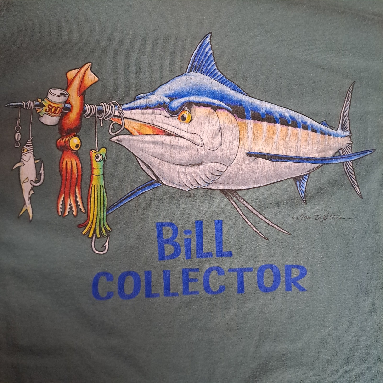 AFTCO BLUEWATER T SHIRT MENS XL GREEN POCKET SWORS FISH SHORT SLEEVE gallery
