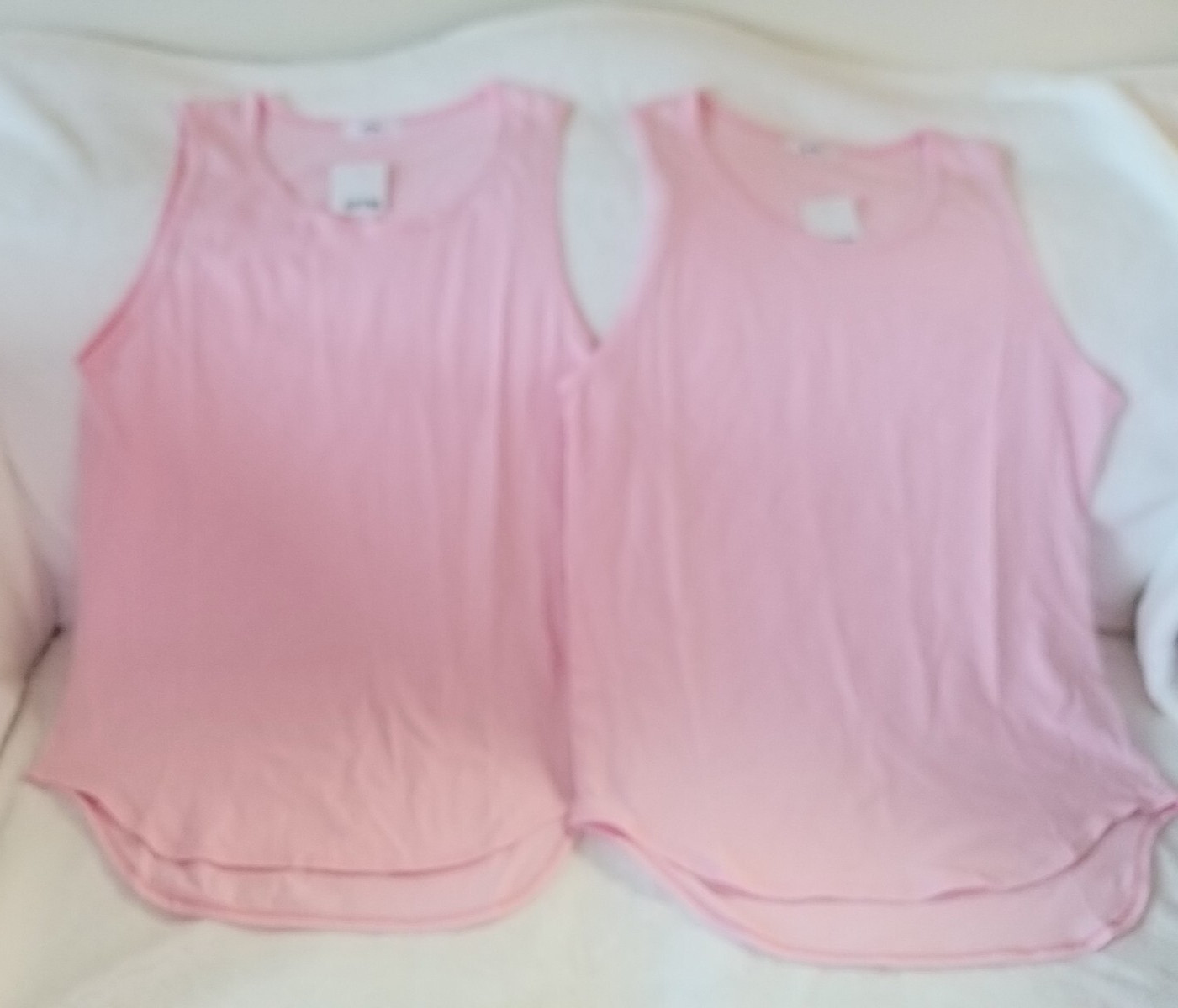 EPTM.Solid Color Long Length Curved Hem Tank Top - Pink -Size Small Set of Two gallery