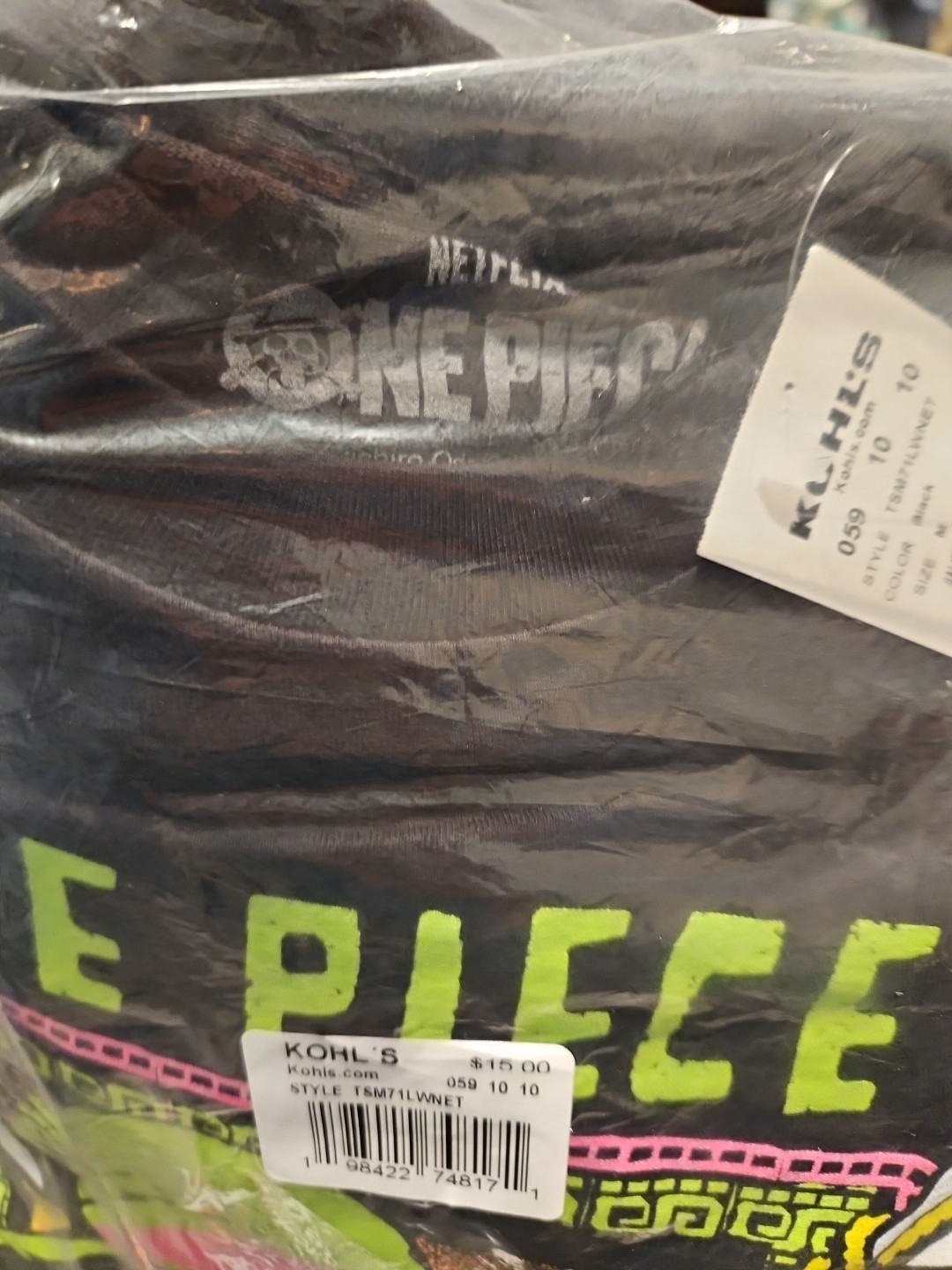 One Piece Netflix Short Sleeve Shirt NEW SEALED Adult Size Large Black Mens gallery