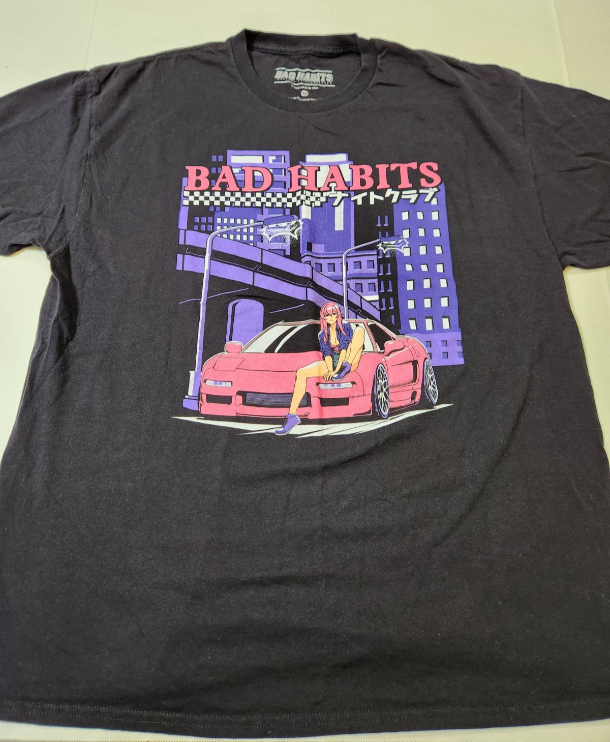 Bad Habits Anime Pink Car 2024 Black T-Shirt XL gallery