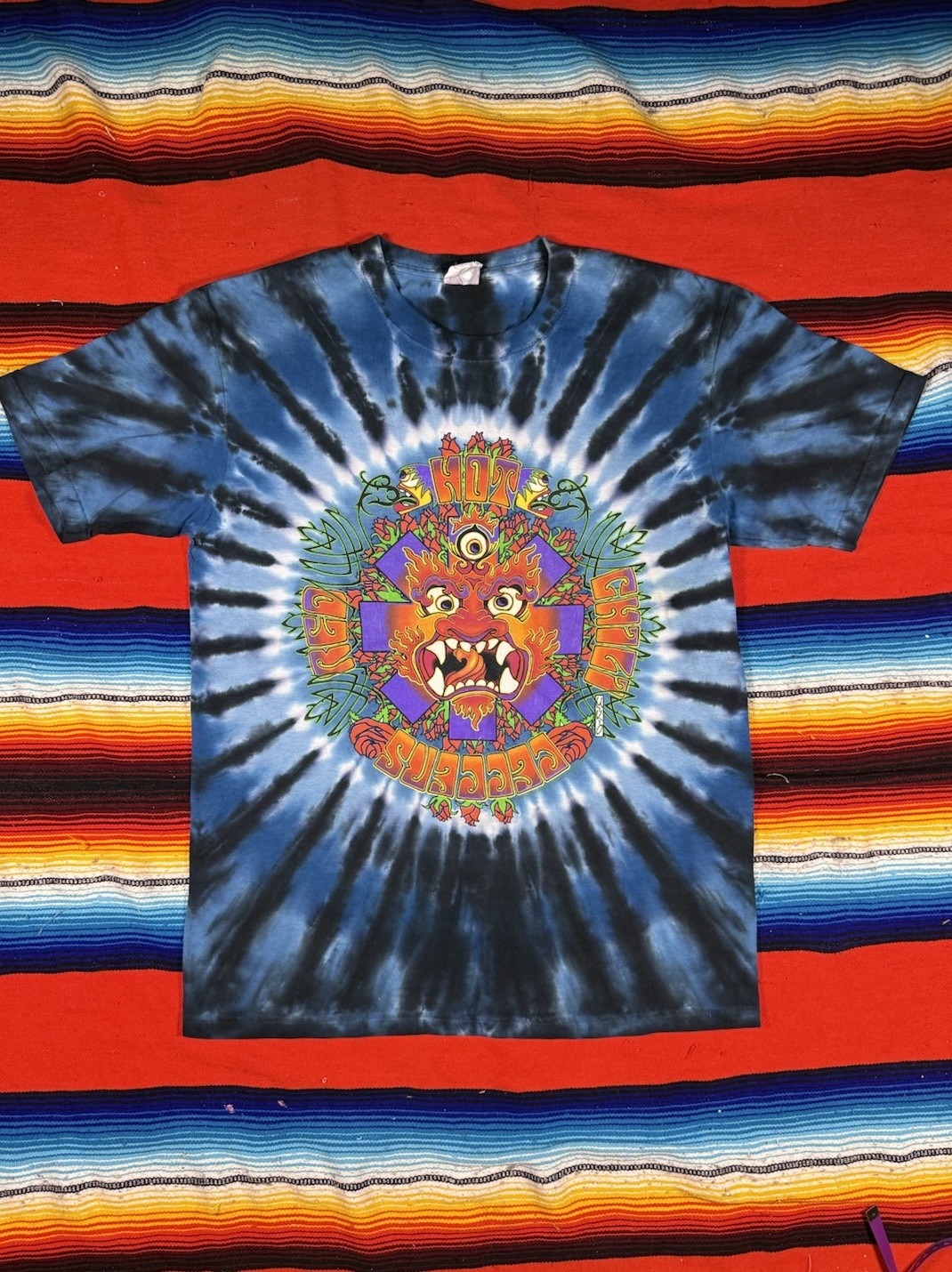Blue and black Tie dye Red Hot Chili Peppers Tee ShirtSize small gallery