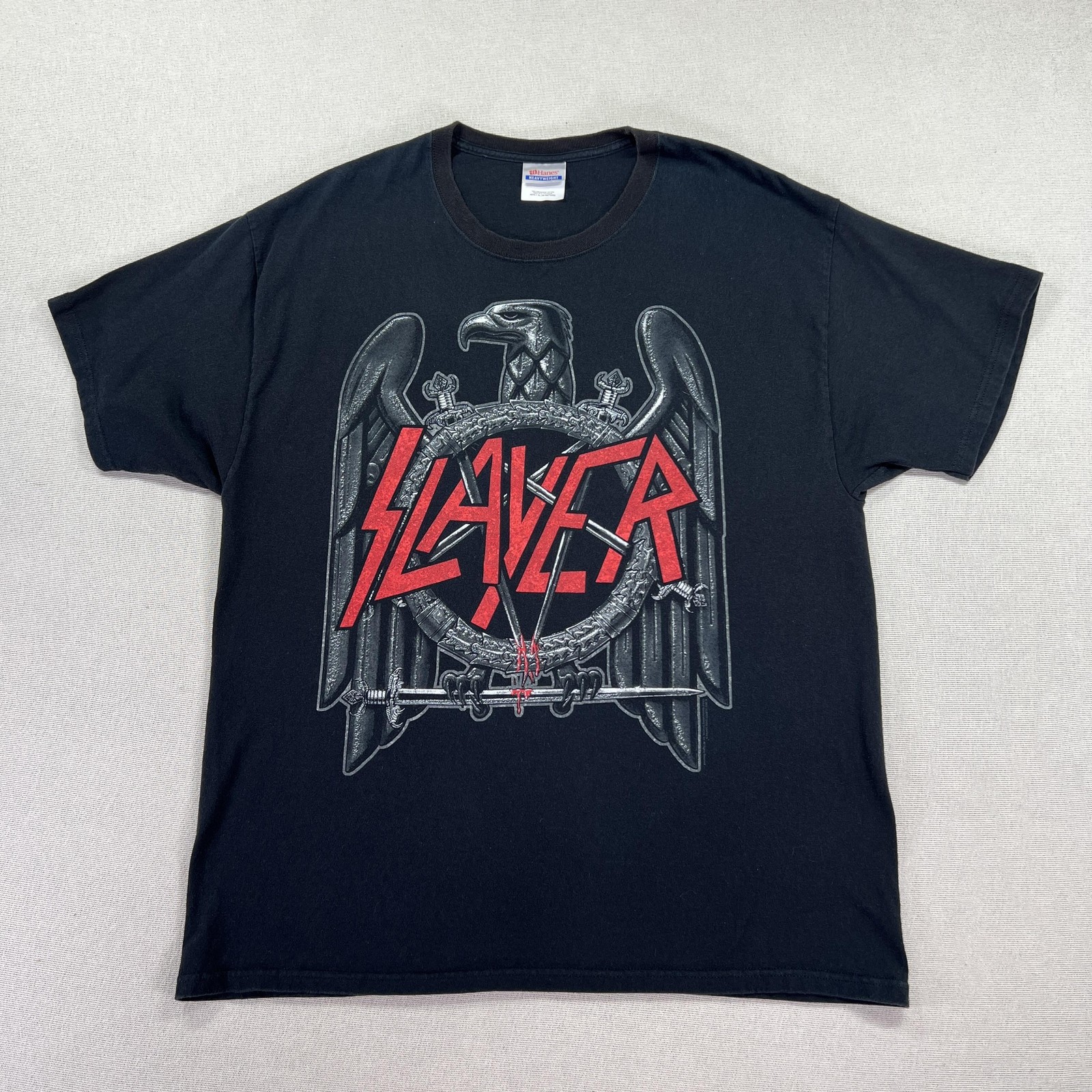 Slayer Shirt Mens XL Black Hanes Heavyweight 2010 Tour Band Tee Back Hit