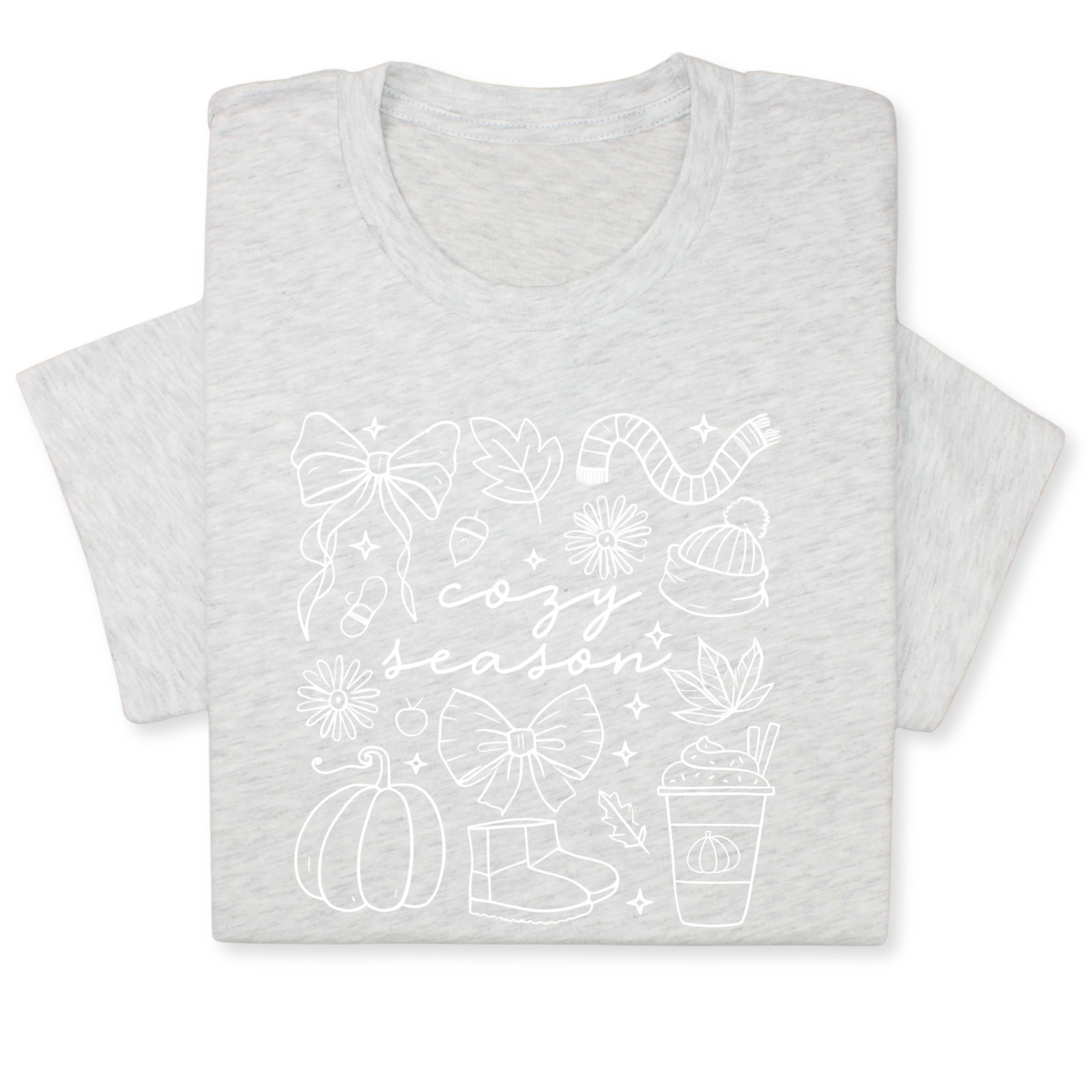Cozy Season Fall Doodle T-Shirt, Pumpkin Coffee Autumn Graphic Tee gallery