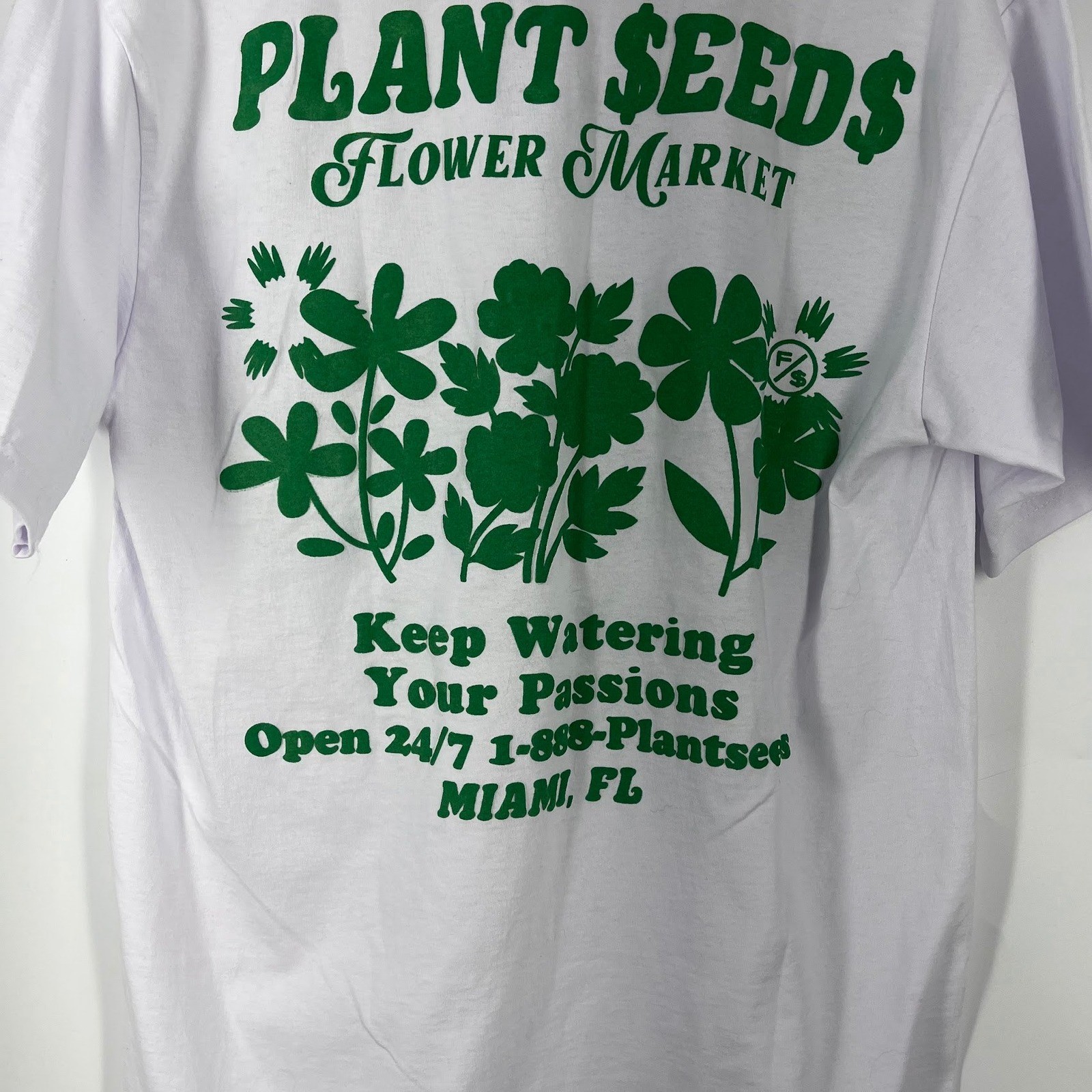 Fly Supply See The Good Plant Seeds Flower Market Miami FL Graphic T-Shirt Large gallery