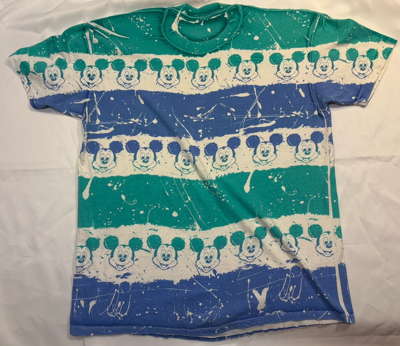 Vintage Mickey Mouse Shirt Tie Dye Disney 1990’s All Over Print Splatter OSFA gallery