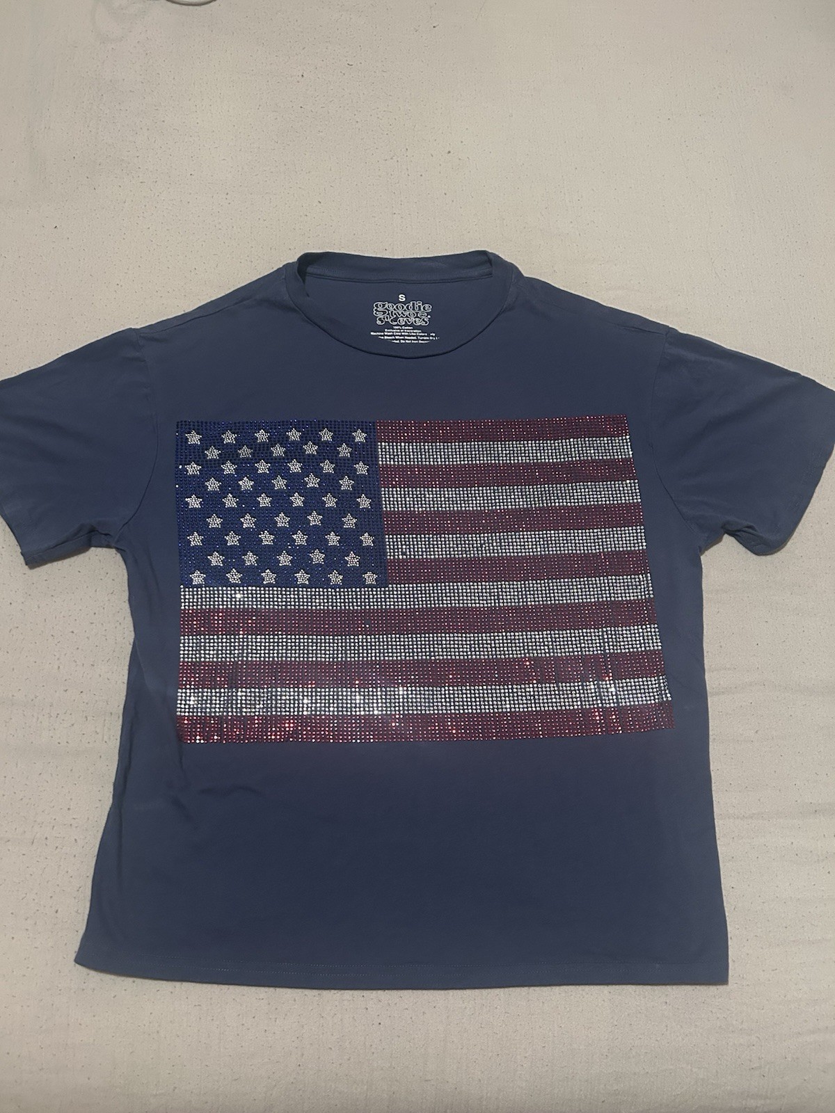 Goodie Two Sleeves Mens Flag T Shirt Size Small Short Sleeveless Round Neck.